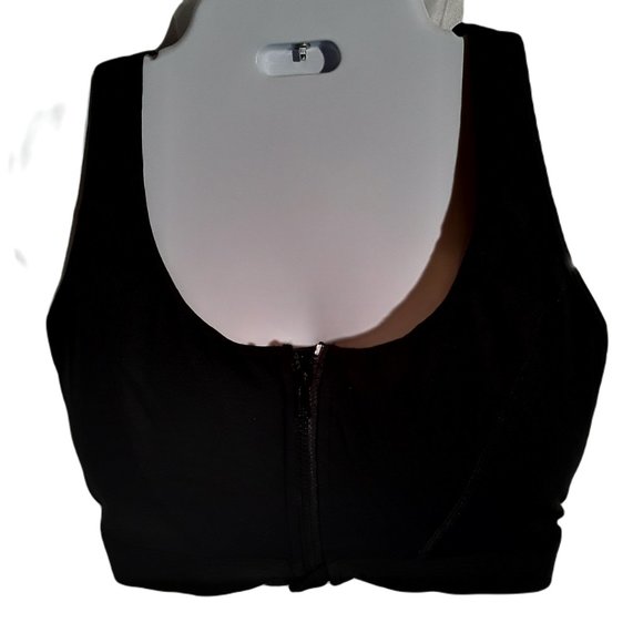 Angabriel Wirefree women's high impact zip front sports bra Size 2XL Black - Picture 2 of 9